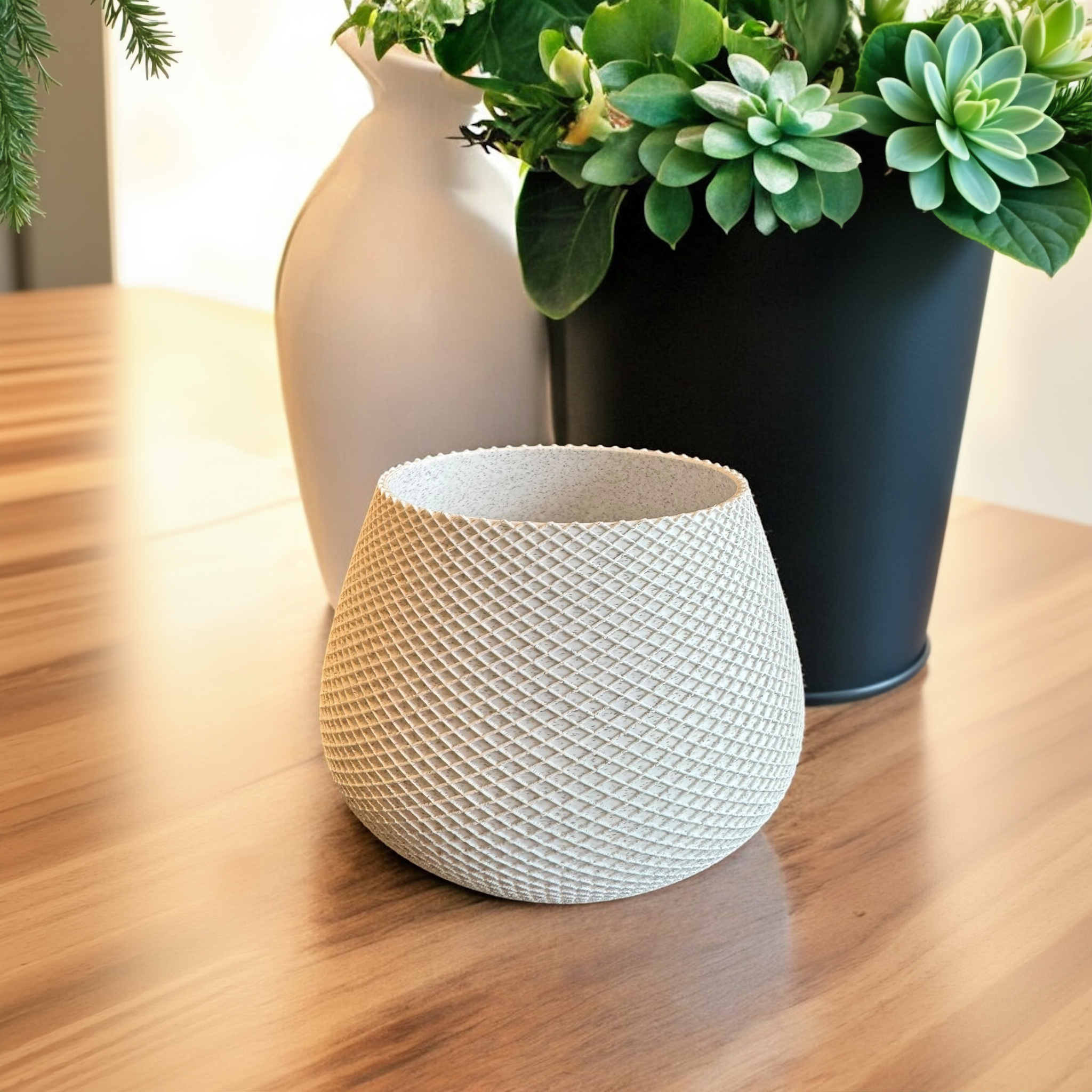 Duo-Strip Planter White Marble